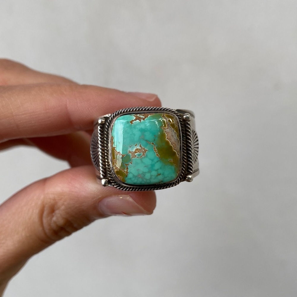 Navajo made sterling silver turquoise ring